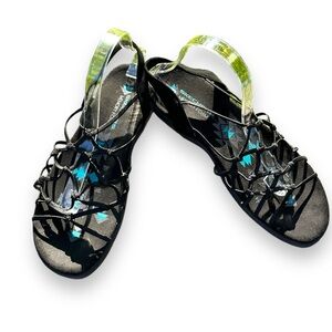 Skechers Women’s sz 10 Reggae Criss Cross Open Toe Slingback Sandals Boho Beachy